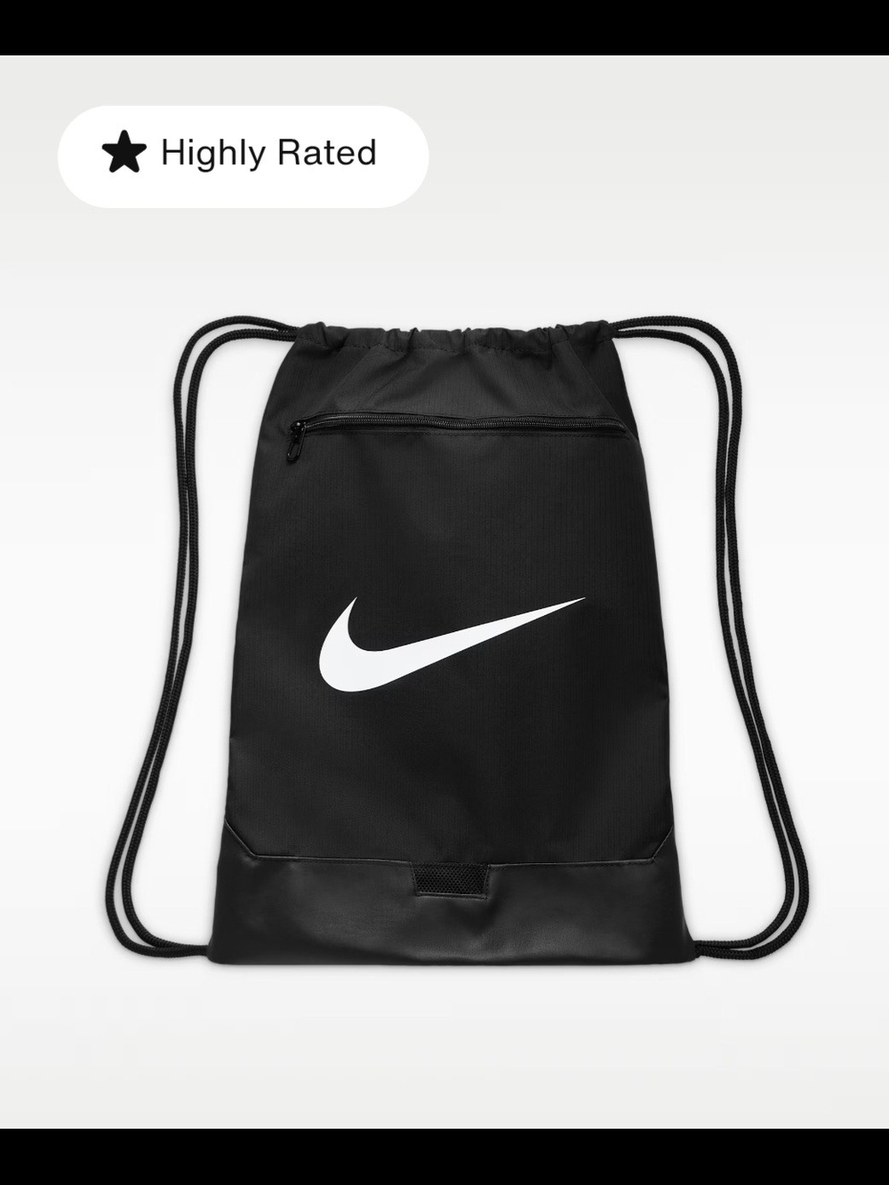 Nike Black Drawstring Gym Sack with White Swoosh